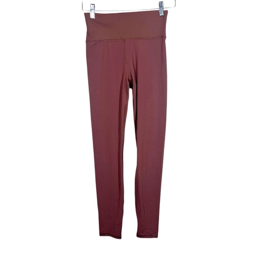 Vuori Womens Rib Studio Leggings Size Small High Rise Mulberry Workout Yoga